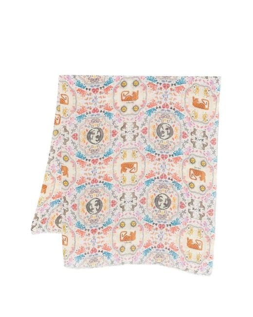 Faliero Sarti White Patterned Scarf