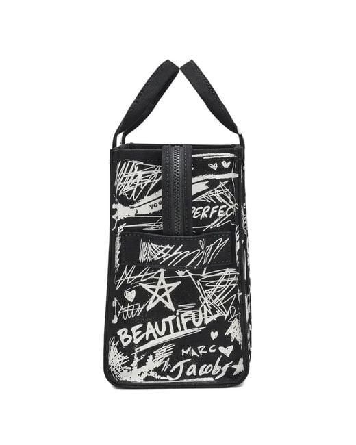 Marc Jacobs Black Punk Scribble Graffiti-Print Medium Tote Bag