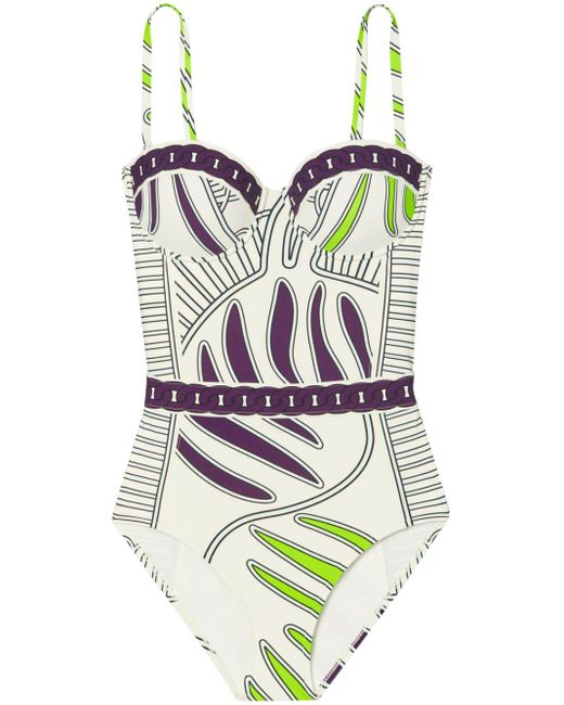 Tory Burch Blue Printed Underwire-cup One-piece