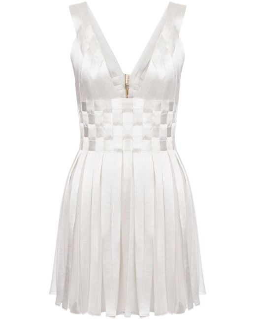 Alberta Ferretti White Satin Mini Dress