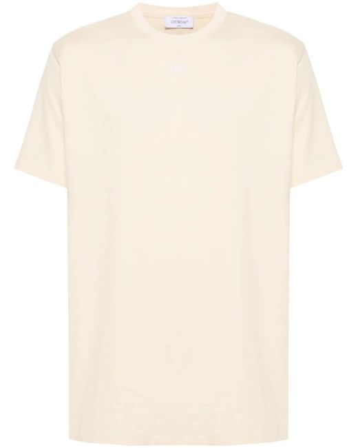 Off-White c/o Virgil Abloh Natural Off- Cotton T-Shirt With Arrows Emblem for men