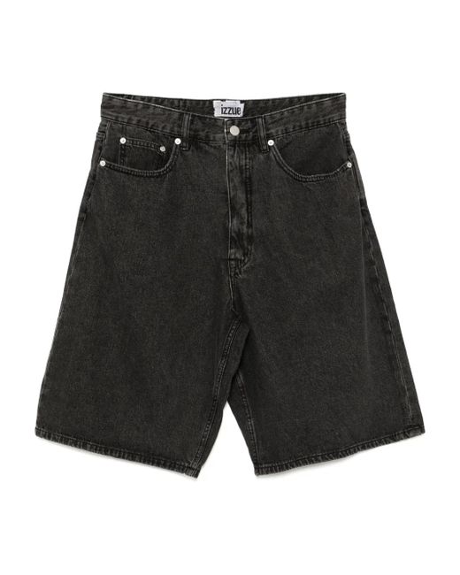 Izzue Black Denim Shorts for men