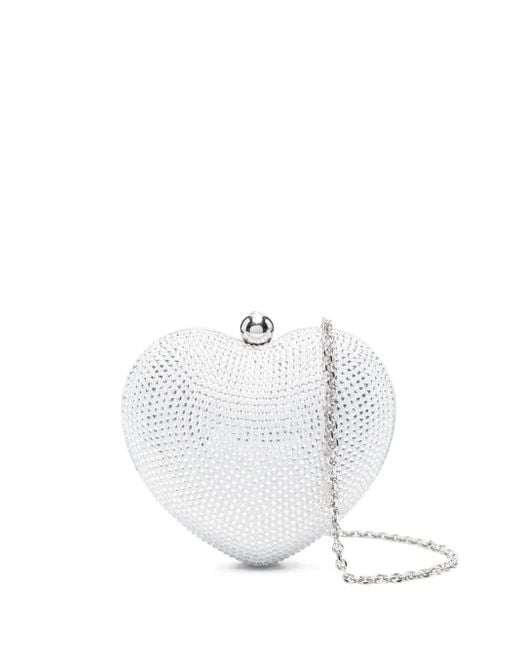 Mach & Mach White Mini Crystal Heart Tasche