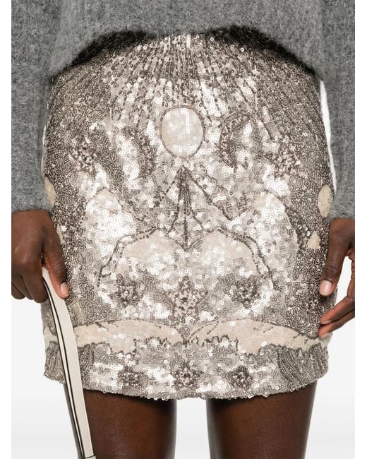 AllSaints Natural Jamilia Sequin-Embellished Mini Shirt