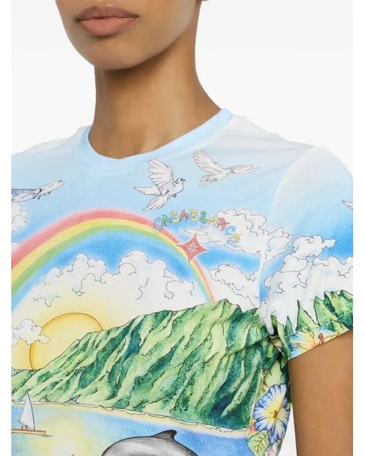 Casablanca Blue Cropped T-Shirt