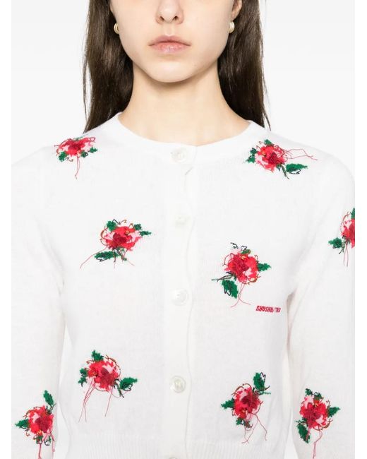 ShuShu/Tong White Floral-Embroidered Cardigan