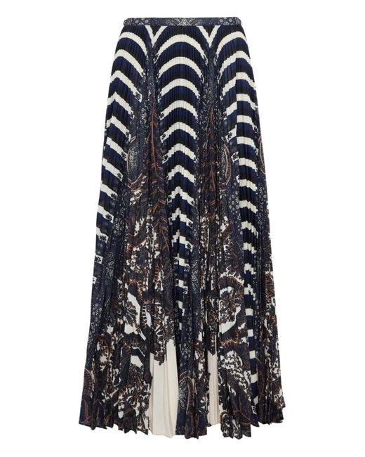 Ulla Johnson Blue Shayna High Waist Pleated Midi Skirt