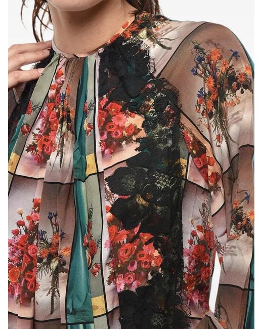 Stella McCartney Natural Sophia Floral-Print Lace-Trim Dress