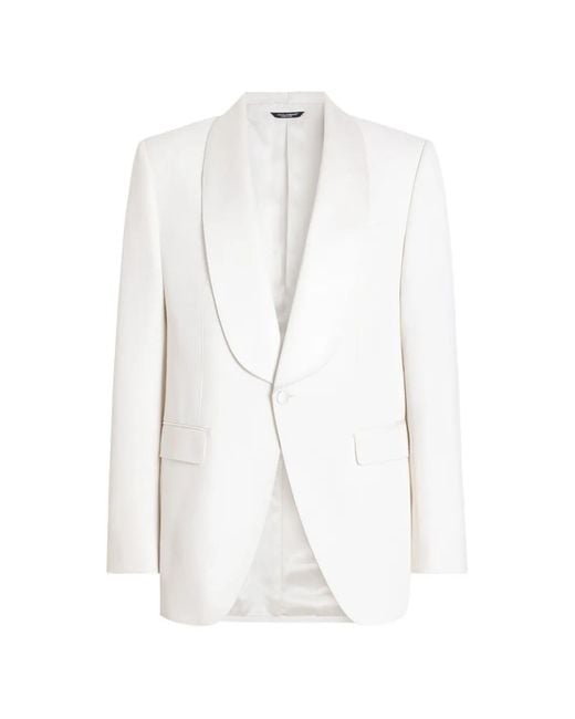 Dolce & Gabbana White Blazer À Simple Boutonnage for men