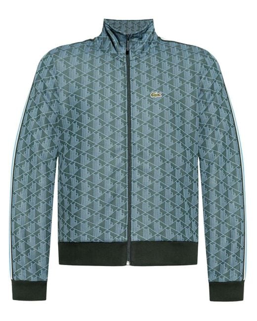 Lacoste Monogram-Pattern Jacket in Blue for Men | Lyst