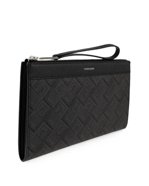 Ferragamo Black Gancini Monogram Pouch for men