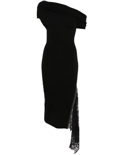 Robe Mi-Longue À Empiècements En Dentelle Monse en coloris Black