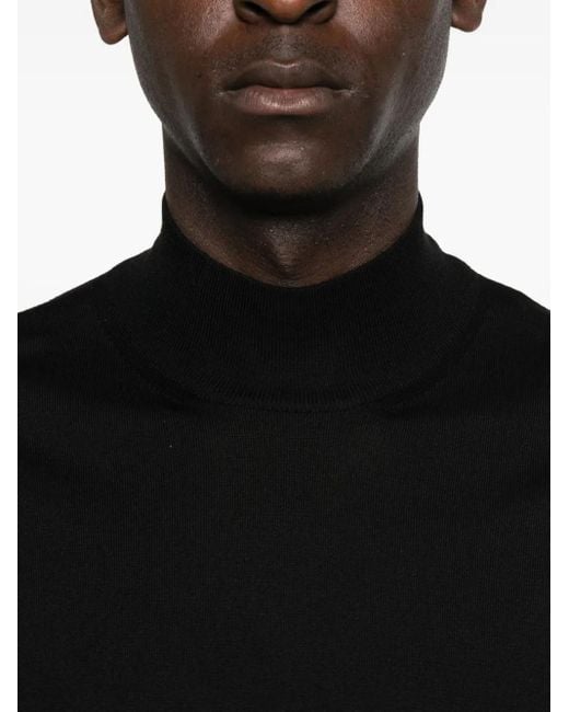 Corneliani Black Long-Sleeve Wool Sweater for men