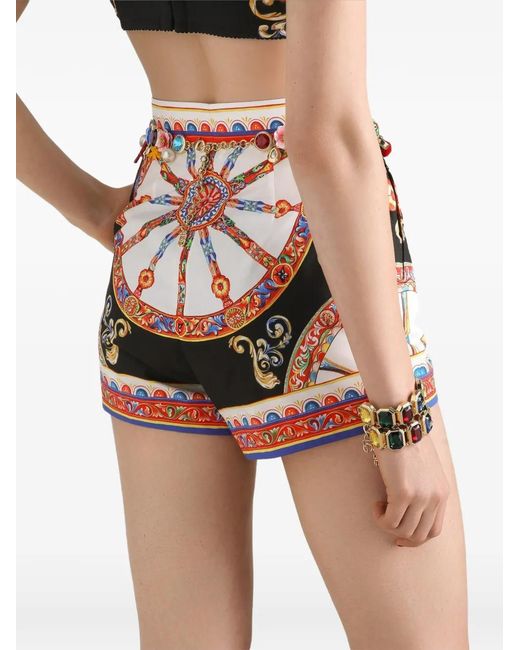 Dolce & Gabbana White Carretto Print Cotton Shorts