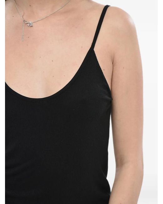 Khaite Black Ribbed Raw-Cut Tank Top