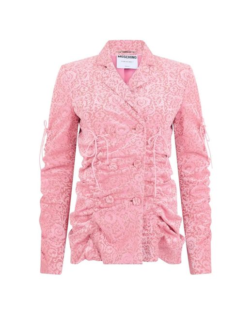 Moschino Pink Ruched-Design Blazer
