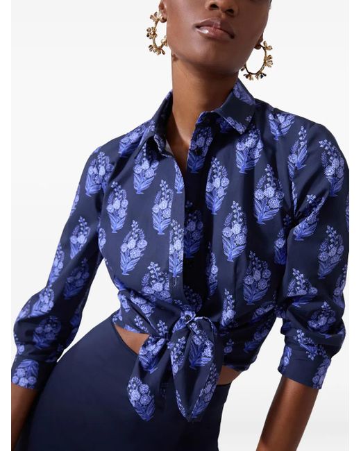 Camisa con estampado floral y peplum Carolina Herrera de color Blue