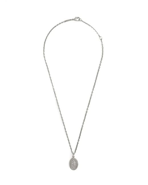 Dolce & Gabbana White Medallion-Pendant Chain Necklace for men