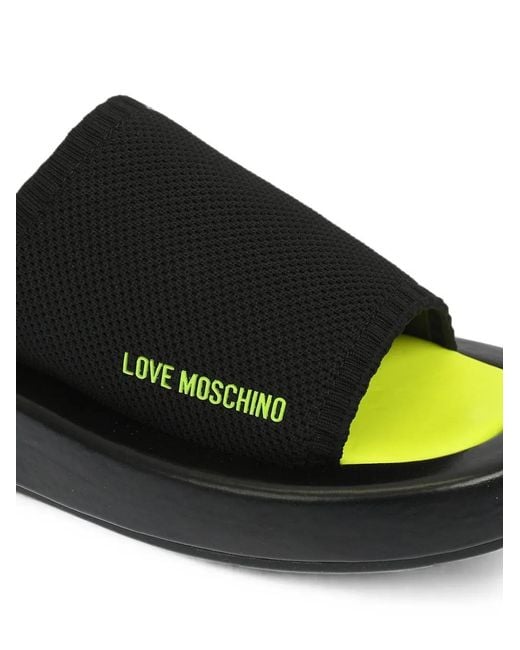 Moschino Black Logo-Print Knit Sandals
