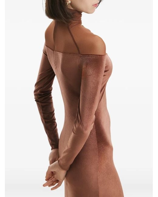 2310 STUDIO Brown Roll-Neck Maxi Dress