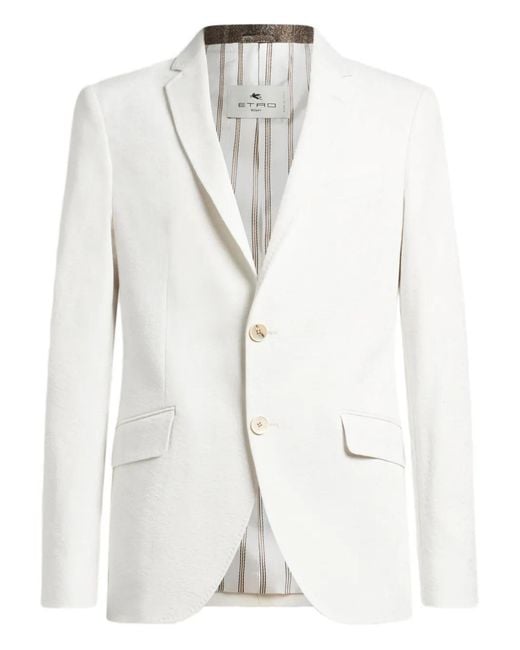 Etro White Single-Breasted Blazer for men