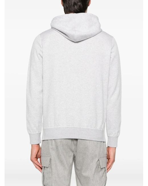 Eleventy White Patterned Wool Hoodie for men