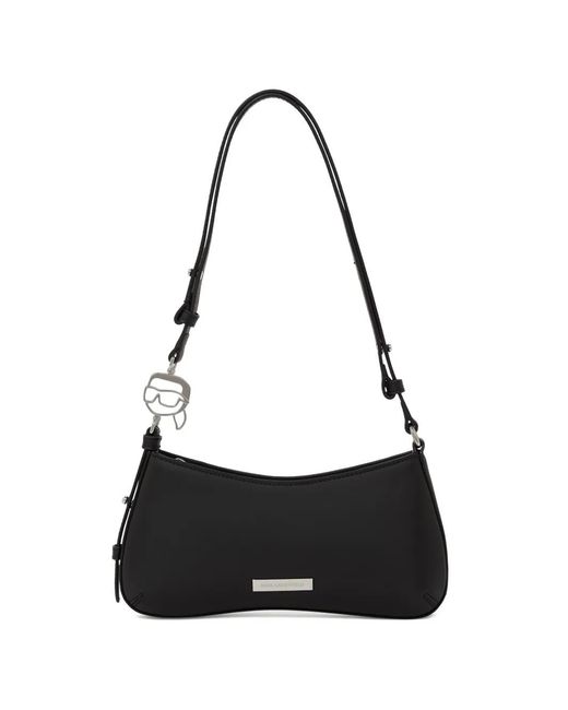 Karl Lagerfeld Black Mini Logo-Plaque Shoulder Bag