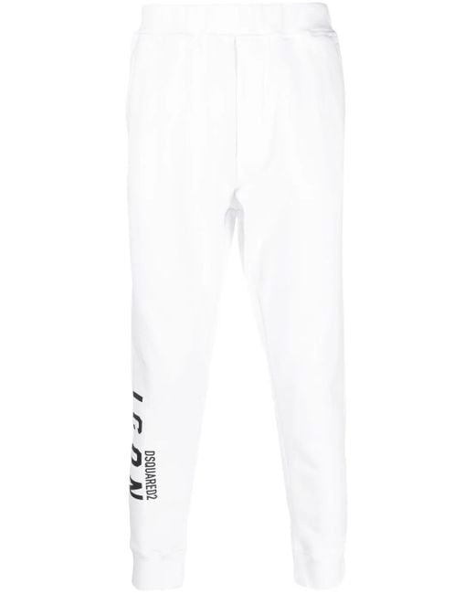 DSquared² White Icon Logo-Print Track Pants for men