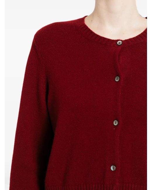 N.Peal Cashmere Red Chunky-Knit Cropped Cardigan