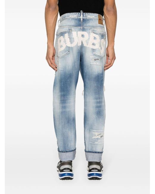 DSquared² Blue Big Brother Distressed-finish Jeans for men