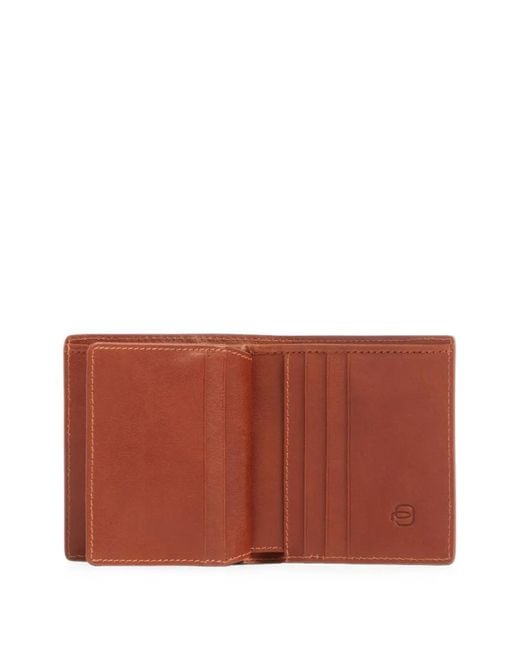 Piquadro Brown Victor Logo-Plaque Bifold Wallet for men