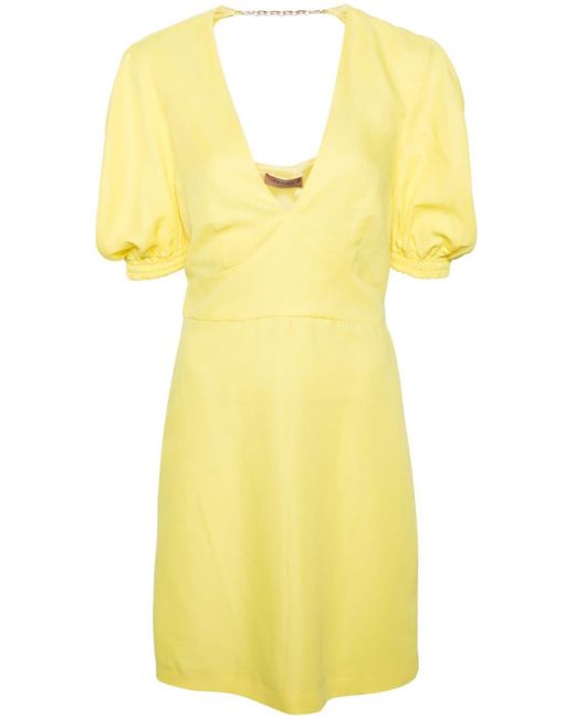 Robe courte à col v profond Twin Set en coloris Yellow