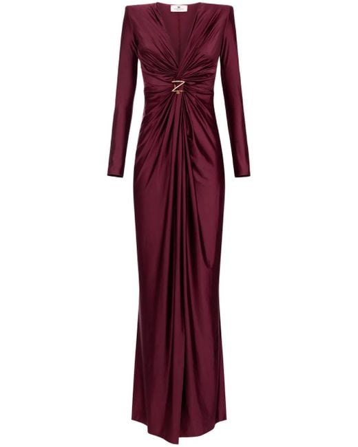 Elisabetta Franchi Red Knot-Detail Gown