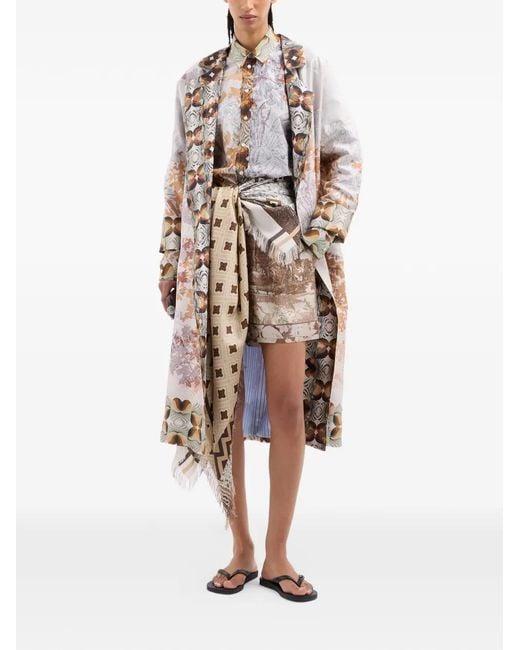 Pierre Louis Mascia White Entho Botanicals Graphic Silk Coat