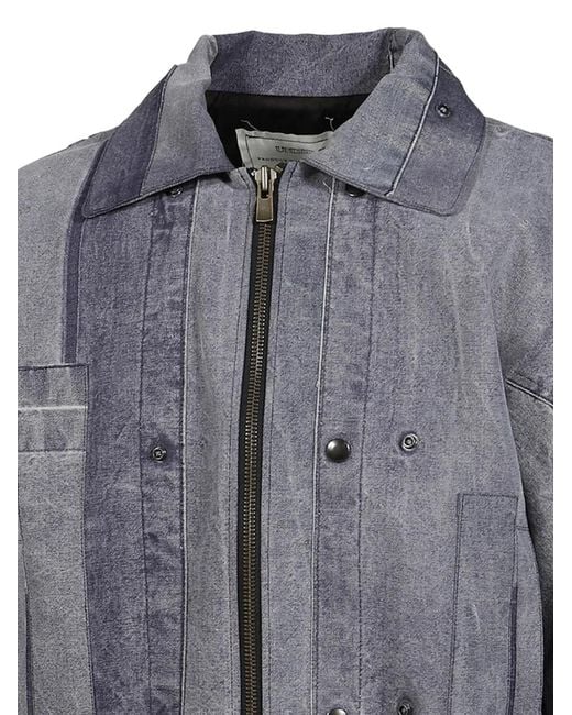 UNDER THE SIGN Blue Patchwork Wax-Coated Jacket for men