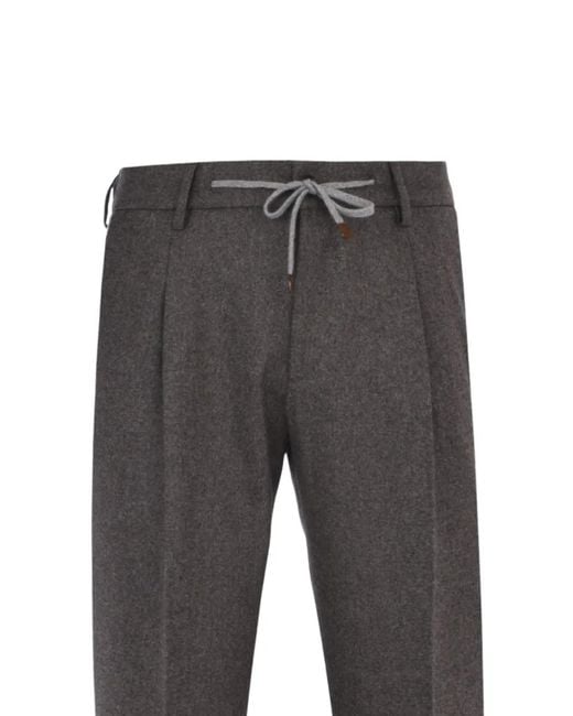 Barba Napoli Gray Roma Drawstring Trousers for men