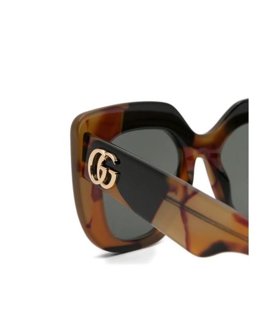 Gucci Black Oversized-Frame Tortoiseshell-Effect Sunglasses