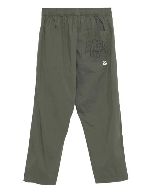 Aape By A Bathing Ape Green Logo-Plaque Trousers for men