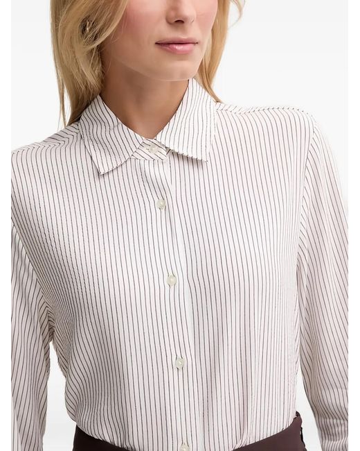 Benetton White Striped Button-Up Shirt