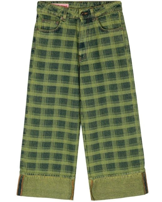 Molly Goddard Geruite Jeans Met Wijde Pijpen in het Green