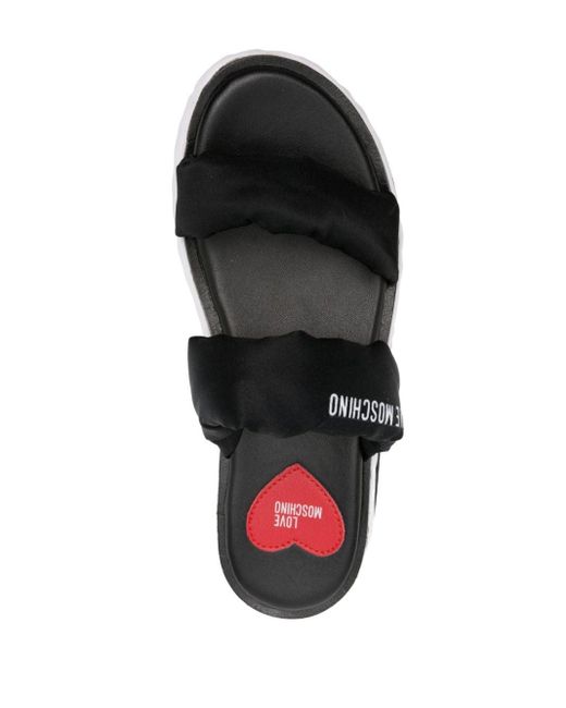 Love Moschino Black 55mm Strappy Wedge Sandals