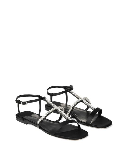 Jimmy Choo Black Gwyn Flat Sandals