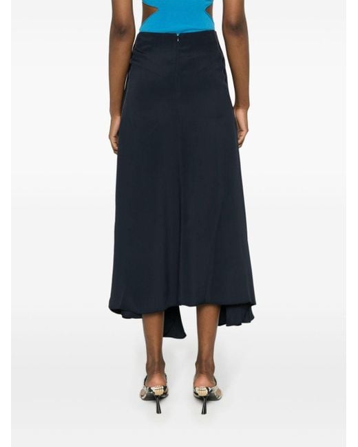 Victoria Beckham Blue Asymmetric Crepe Midi Skirt