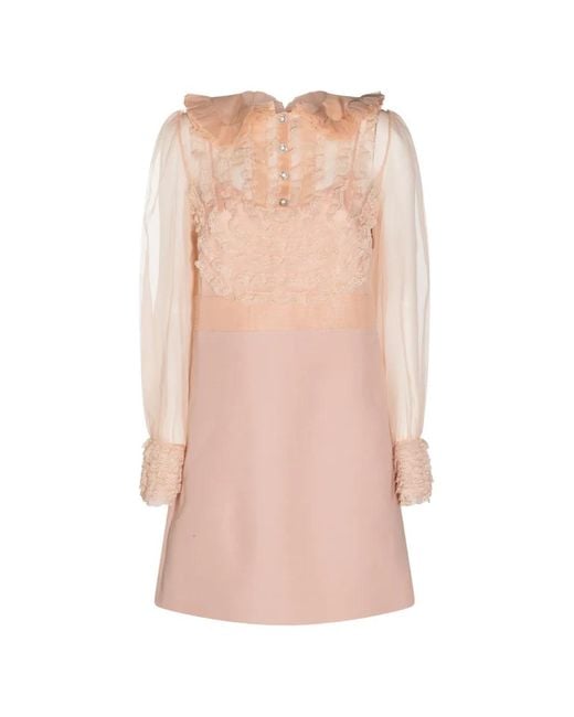 Valentino Garavani Pink Crepe Couture Embroidered Mini Dress