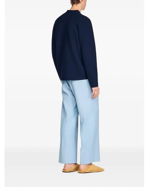 Sandro Blue Furry-Jacquard Flower Cardigan for men