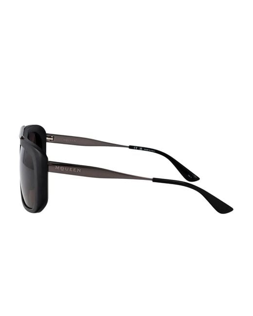McQueen Black Matte Oversized Square Sunglasses