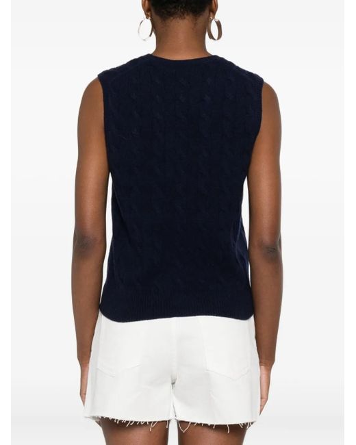 Polo Ralph Lauren Blue Cable-Knit Sleeveless Vest