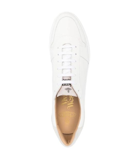 Vivienne Westwood White Logo-Print Calf Leather Sneakers for men