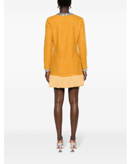 Loulou Fleece Mini-jurk Met Bloemapplicatie in het Yellow