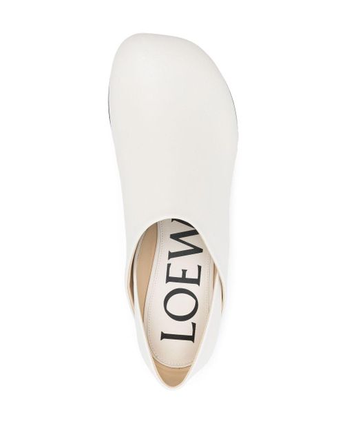 Loewe White Leather Slippers